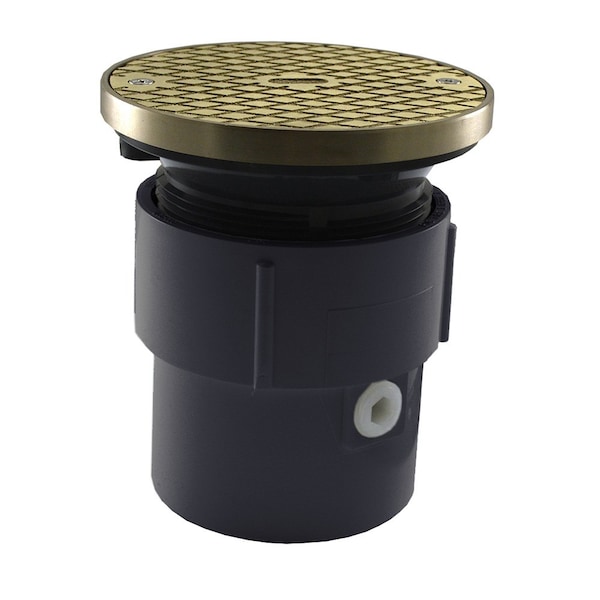 Jones Stephens 3inX4in PVC Pipe Fit Base Cleanout with 3-1/2in Plastic Spud and 5in Nickel Bronze Cover with Ring C59219 - main